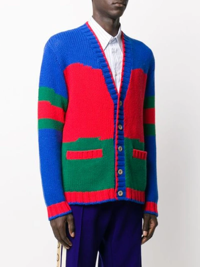 Shop Gucci Cardigan In Colour-block-optik In Red ,blue