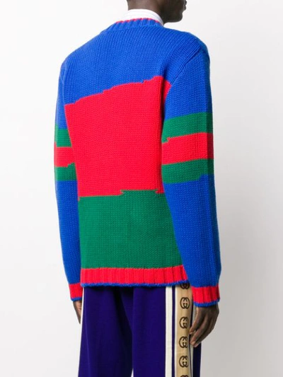 Shop Gucci Cardigan In Colour-block-optik In Red ,blue