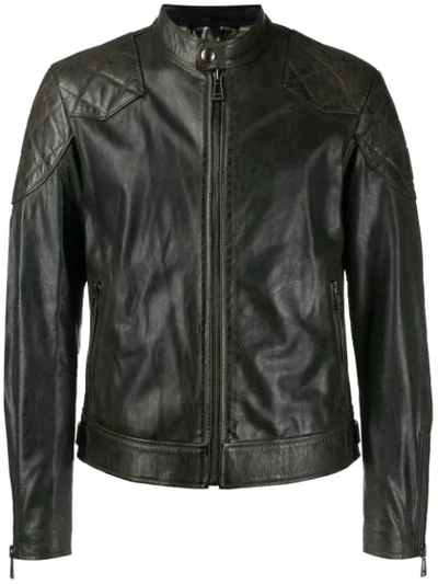 Shop Belstaff Fitted Biker Style Jacket - Black