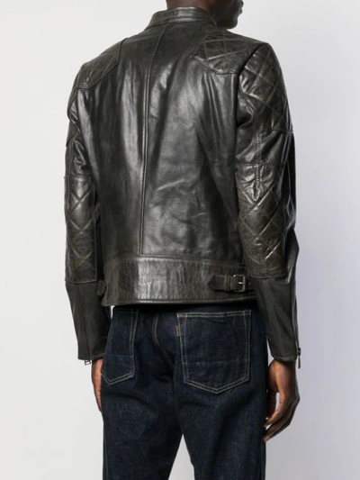 Shop Belstaff Fitted Biker Style Jacket - Black