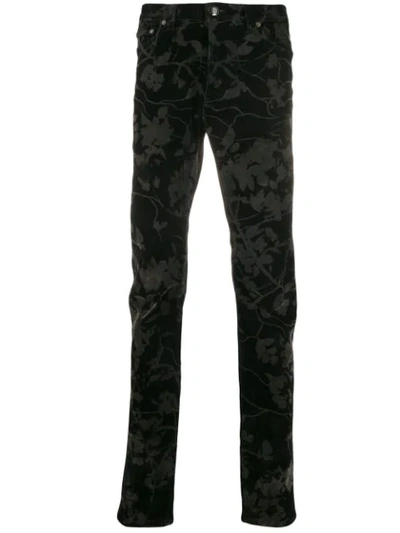 Shop Etro Floral Patterned Jeans In Black