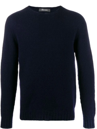 Shop Obvious Basic Long-sleeve Fitted Sweater In Blue