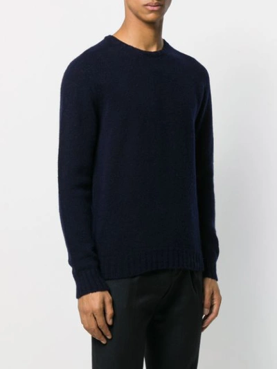Shop Obvious Basic Long-sleeve Fitted Sweater In Blue