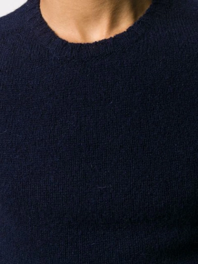 Shop Obvious Basic Long-sleeve Fitted Sweater In Blue