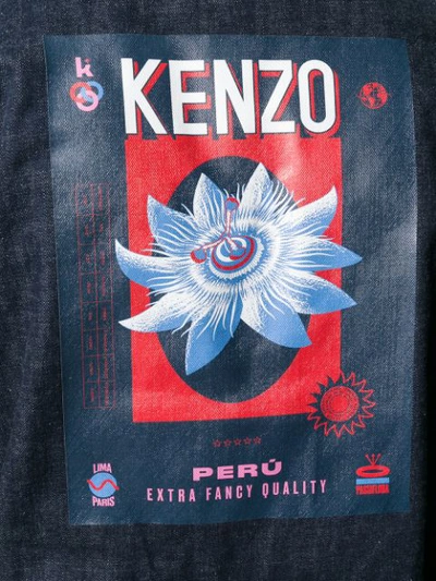 Shop Kenzo Graphic Print Denim Jacket In Blue