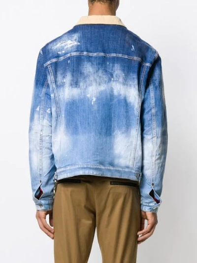 Shop Dsquared2 Acid Wash Denim Jacket In Blue