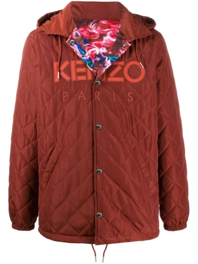 Shop Kenzo World Print Reversible Jacket In Brown