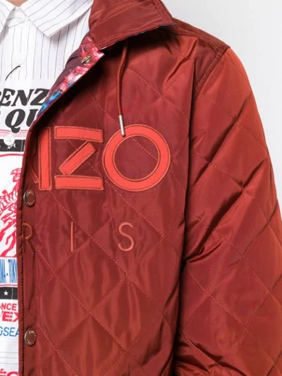 Shop Kenzo World Print Reversible Jacket In Brown
