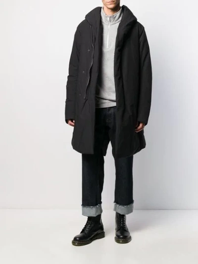 Shop Attachment Beaver Hooded Coat In Black