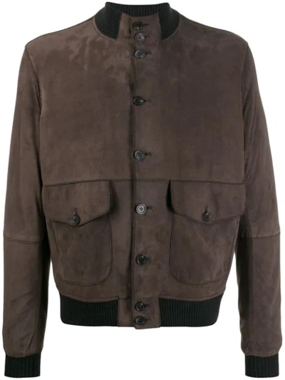 Shop Altea Slim-fit Bomber Jacket In Brown