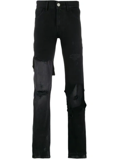 STRAIGHT-LEG DISTRESSED EFFECT JEANS