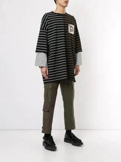 Shop Kidill Oversized Chaos Striped T-shirt In Green