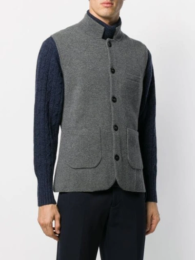 Shop N•peal Collared Milano Waistcoat In Grey
