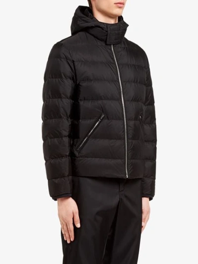 Shop Prada Hooded Puffer Jacket In Black