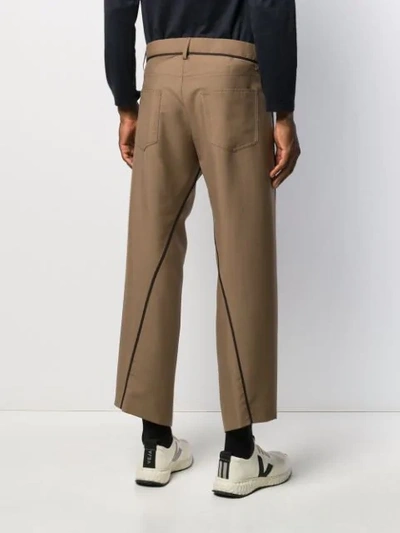 Shop Lanvin Asymmetrical Seam Trousers In Brown