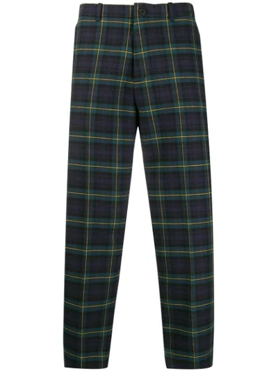 Shop Balenciaga Checked Cropped Trousers In Green