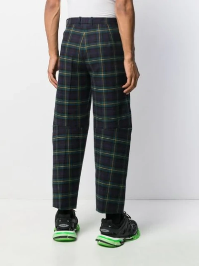 Shop Balenciaga Checked Cropped Trousers In Green
