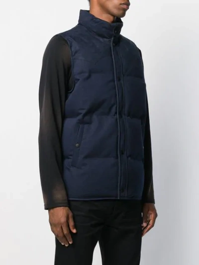 Shop John Varvatos Padded Gilet In 410 Indigo