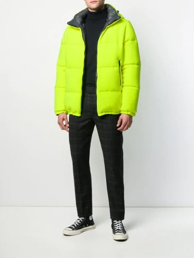 Lc23 Textured Neon Puffer Jacket In Yellow
