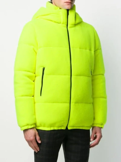 Lc23 Textured Neon Puffer Jacket In Yellow