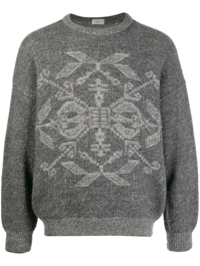 Pre-owned Valentino 1980s Fair Isle Jumper In Grey