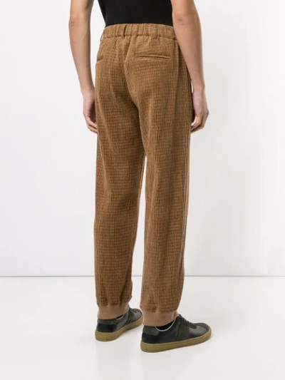 Shop Giorgio Armani Textured Straight Leg Trousers In Brown
