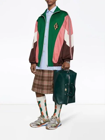 Shop Gucci G Rhombus Zipped Jacket In Green