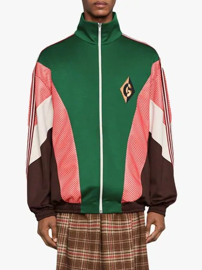 Shop Gucci G Rhombus Zipped Jacket In Green
