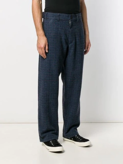 Shop Comme Des Garçons Shirt Houndstooth Workstitch Trousers In Blue