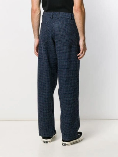 Shop Comme Des Garçons Shirt Houndstooth Workstitch Trousers In Blue