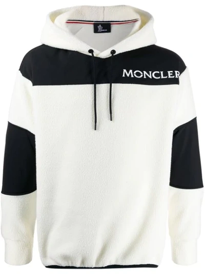 Shop Moncler Monochrome Logo Print Hoodie In 04a White