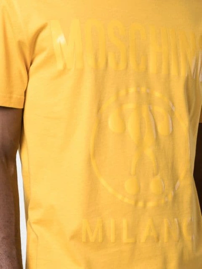 Shop Moschino Tonal Logo Print T-shirt In Yellow