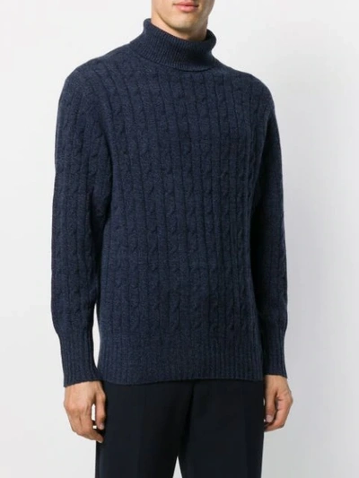 Shop N•peal Cable Roll-neck Jumper In Blue