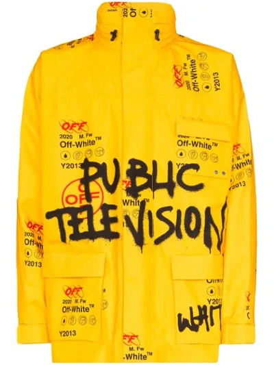 Shop Off-white Logo Print Gore-tex Jacket In Yellow