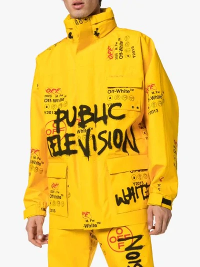 Shop Off-white Logo Print Gore-tex Jacket In Yellow
