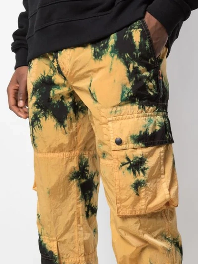 Shop Palm Angels Tie-dye Cargo Trousers In Yellow