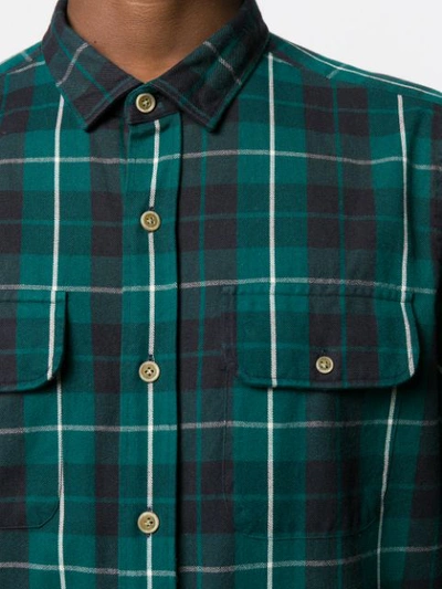 Shop Finamore 1925 Napoli Checked Chest Pocket Shirt In Green