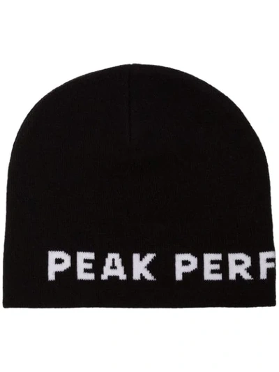 Shop Peak Performance Logo Intarsia Beanie Hat In Black