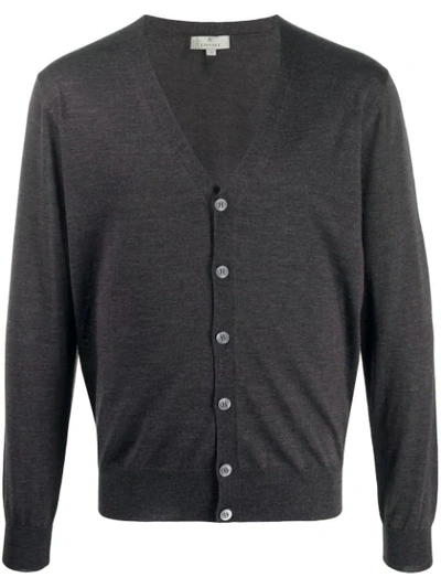 Shop Canali Button Down Cardigan In Grey