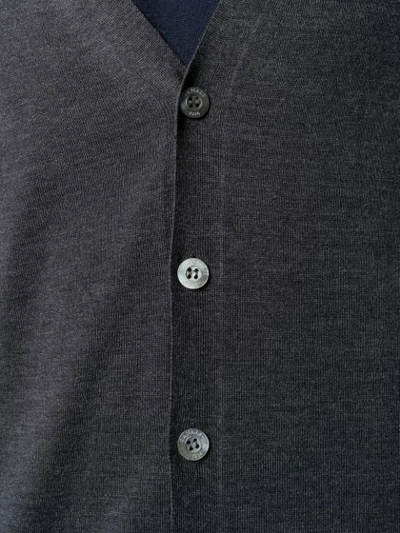 Shop Canali Button Down Cardigan In Grey