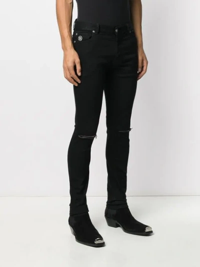 Balmain Distressed Slim-fit Stretch-denim Jeans In Black | ModeSens