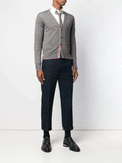 Shop Thom Browne Classic Cashmere V-neck Cardigan In Grey