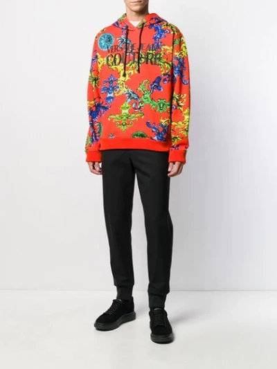 Shop Versace Jeans Couture Baroque Print Hoodie In Orange