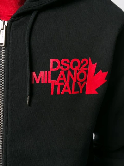 Shop Dsquared2 Logo Zip-up Hoodie In Black