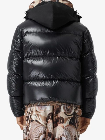 Shop Burberry Hooded Puffer Jacket In Black