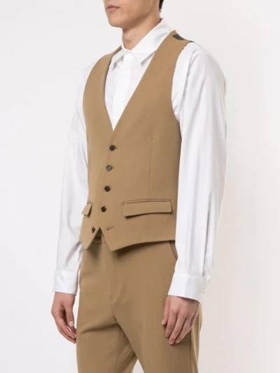 Shop Loveless Slim-fit Waistcoat In Neutrals