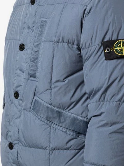 Shop Stone Island Snap Button Jacket In Blue