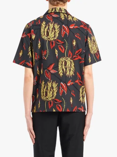 Shop Prada Lily Print Shirt In Black