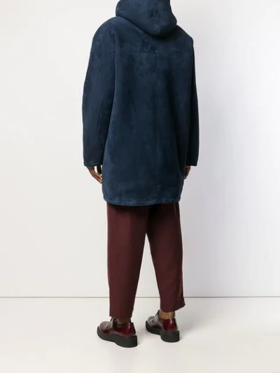 Shop Marni Hooded Suede Coat In 00b96 Blue