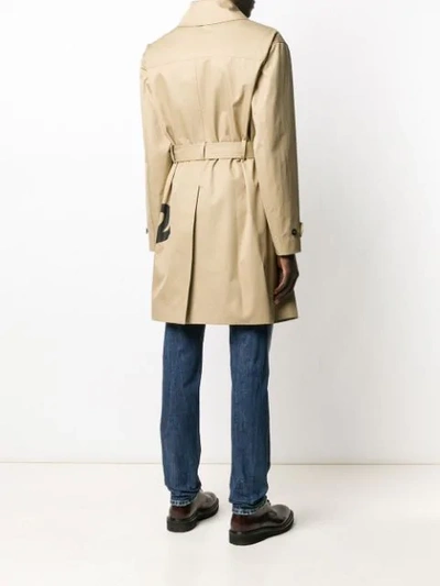 Shop Dsquared2 Double-breasted Printed Logo Trench Coat In Neutrals